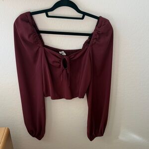 Women's Burgundy Long Sleeve Top